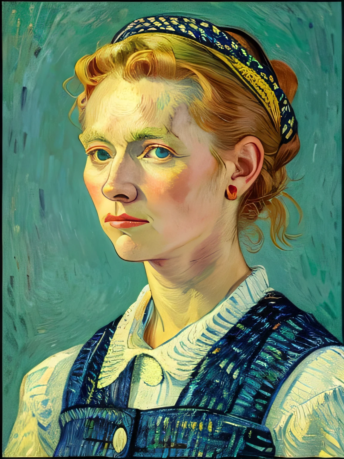 Woman portrait, style of van gogh, Upper Body, high quality