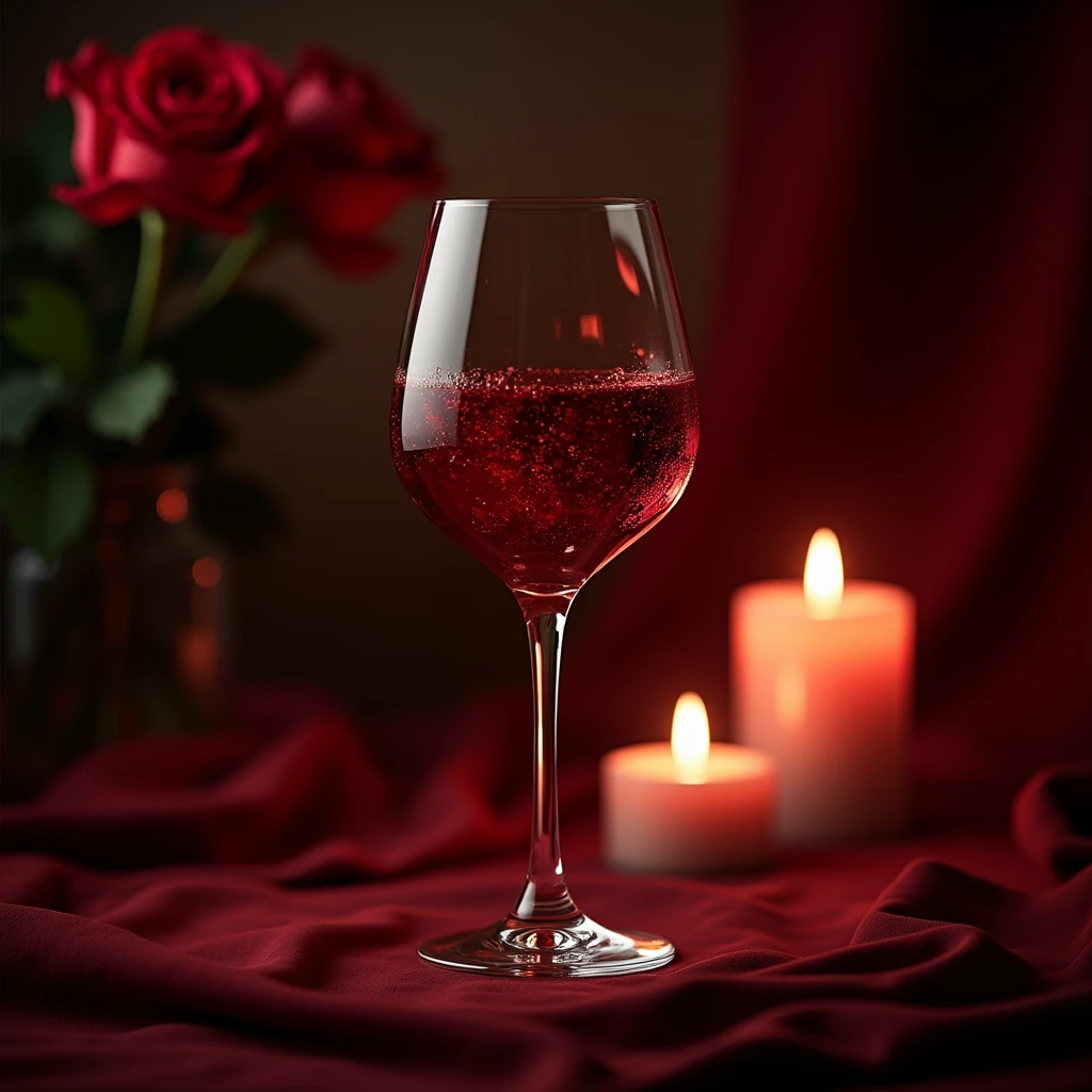 Generate a red wine ad image,Theme: Romantic and Elegant