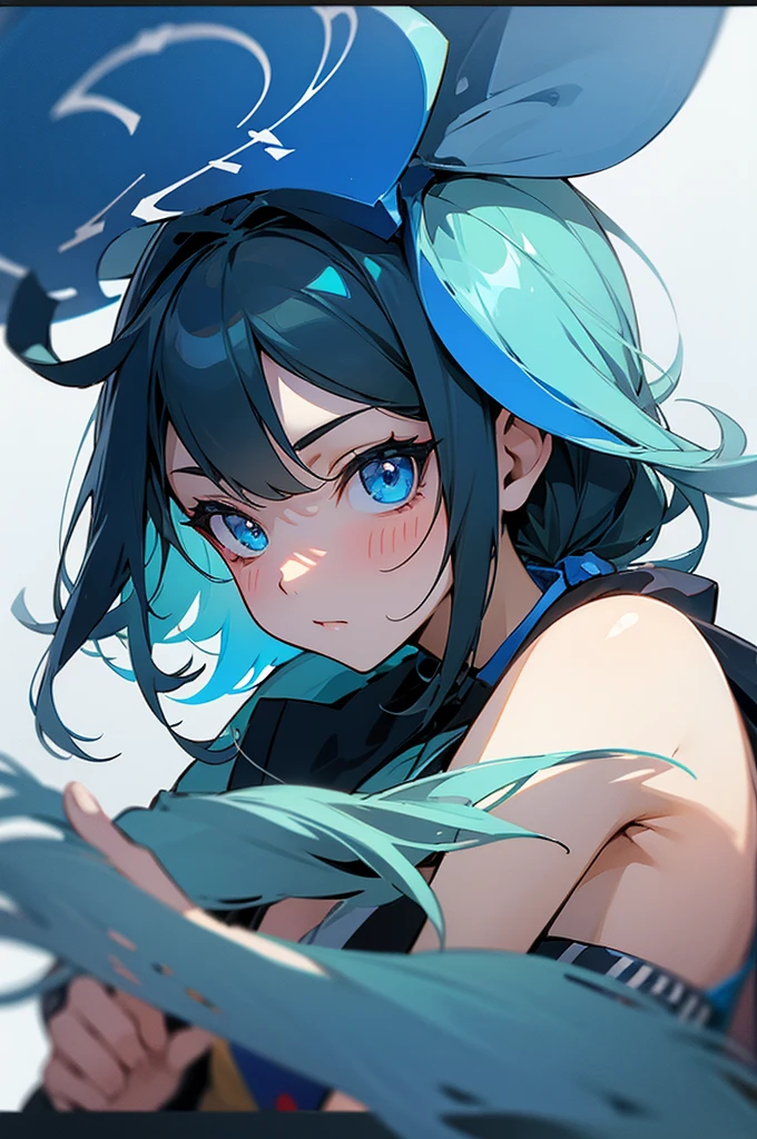 On the cheekbone、「camival」Please draw a girl with this in blue letters.