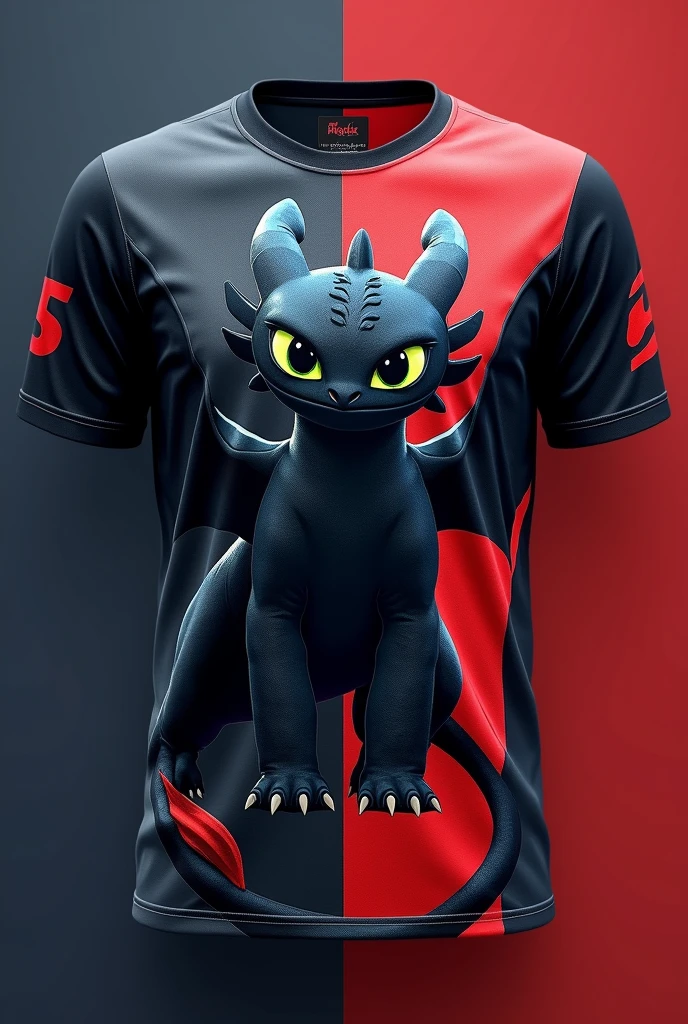 Team shirt with Toothless print , and three cor