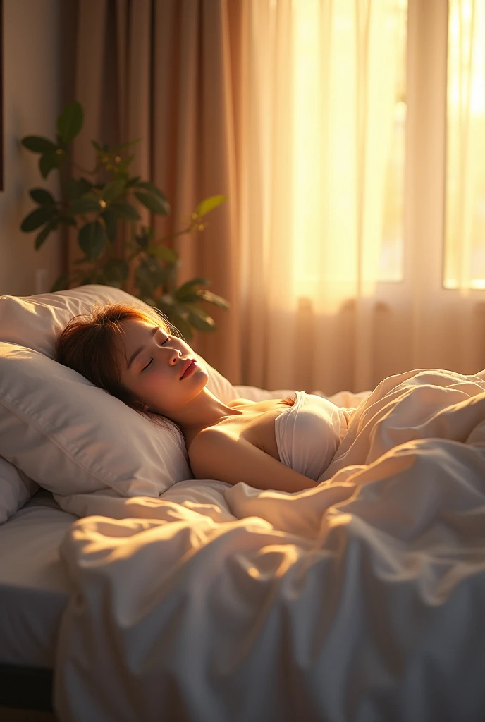 sleeping late on the bed