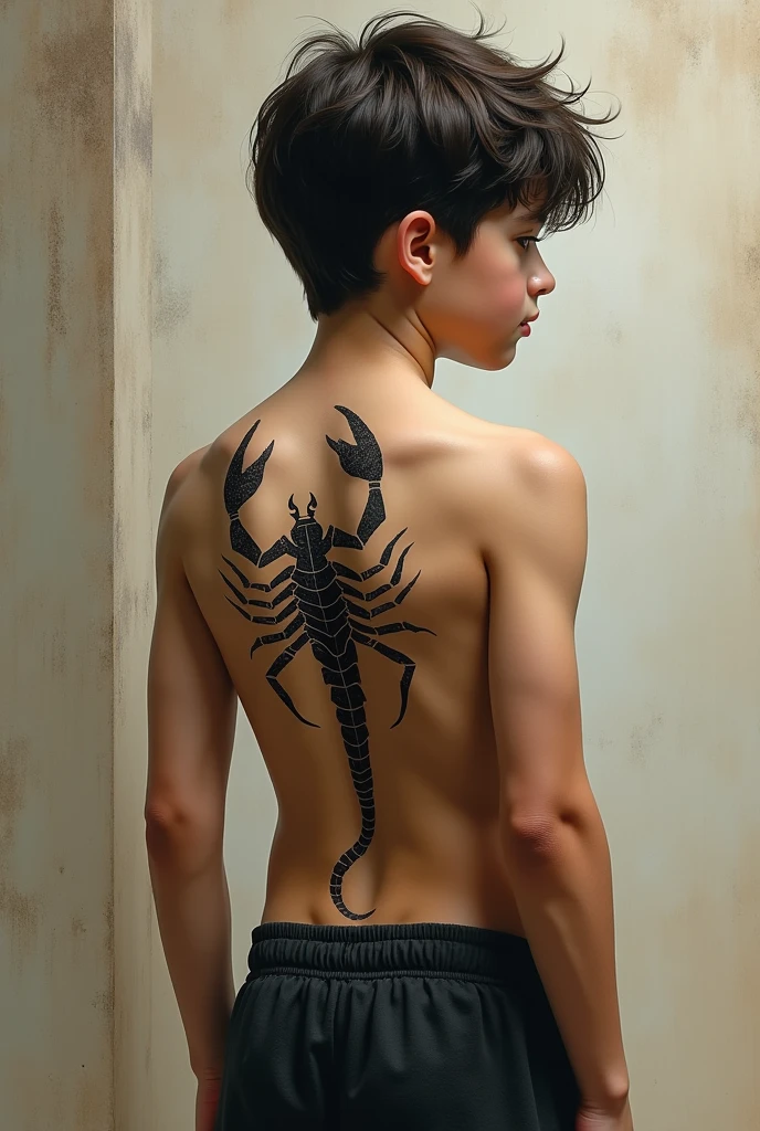 A boy with scorpio from back picture 