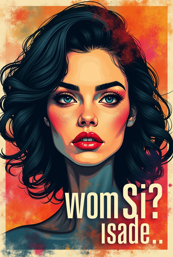 [Core Concept] A captivating typography-based poster featuring a pensive, questioning female face. [Character Description] The central focus is a woman's face, her eyes gazing intently outward, inviting the viewer to ponder the message conveyed through the expressive typography. [Environment/Background] The background is a vibrant, colorful composition, with the text elements seamlessly integrated to create a harmonious and visually striking design. [Style and Atmosphere] The overall aesthetic is bold, modern, and thought-provoking, with the interplay of typography and portraiture evoking a sense of curiosity and contemplation. [Composition] The layout is well-balanced, with the woman's face occupying a prominent position, surrounded by the expressive text that appears to both question and engage the viewer. [Details and Embellishments] Subtle textures, gradients, and strategic use of color enhance the depth and dynamism of the design, creating a captivating and visually compelling artwork. [Technical Specifications] The poster is a high-quality, digitally-rendered work that showcases the artist's mastery of typography, portraiture, and color theory, resulting in a striking and impactful visual experience.