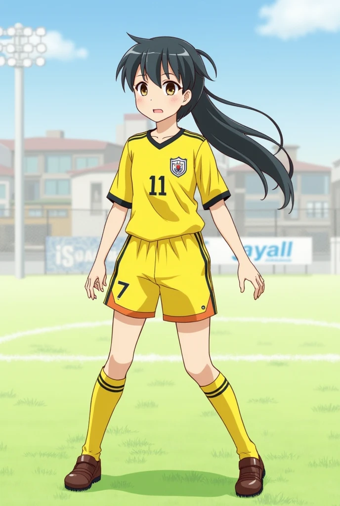 20th Generation.woman.Japan.soccer.j3.Kitakyushu City.Giravanz Kitakyushu.Umbrian.Yellow uniform.One person.anime