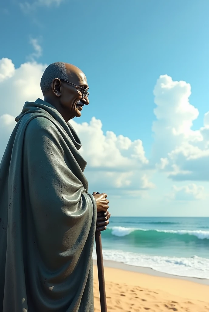 Pondicherry beach Gandhi statue