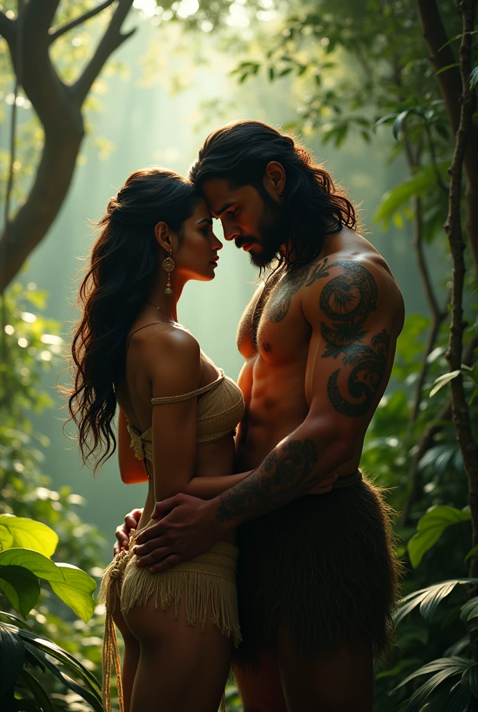 Anushka Shetty aunty with Tarzan in forest. Tarzan removing her dress.tarzan wondering seeing her big boobs