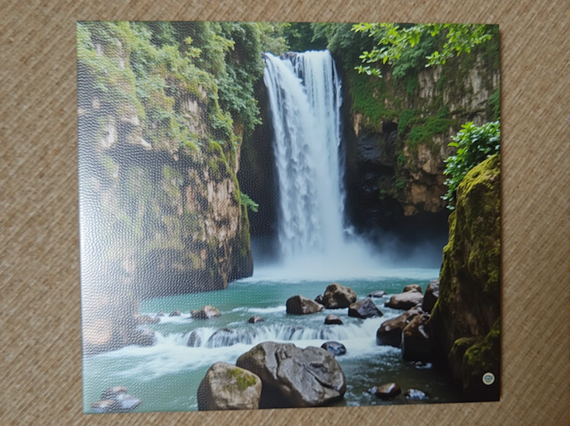 (Masterpiece, Best Quality, High Quality, Highres:1.4), Detailed, Extremely Detailed, Ambient Soft Lighting, 4K,Blurry, Blurry Background, Depth of Field, Bokeh, DOF, Fog, Bloom, Outdoors, (Nature, tropical forest:1.2), (Rocks:1.2), Mountais, Plants, waterfall,