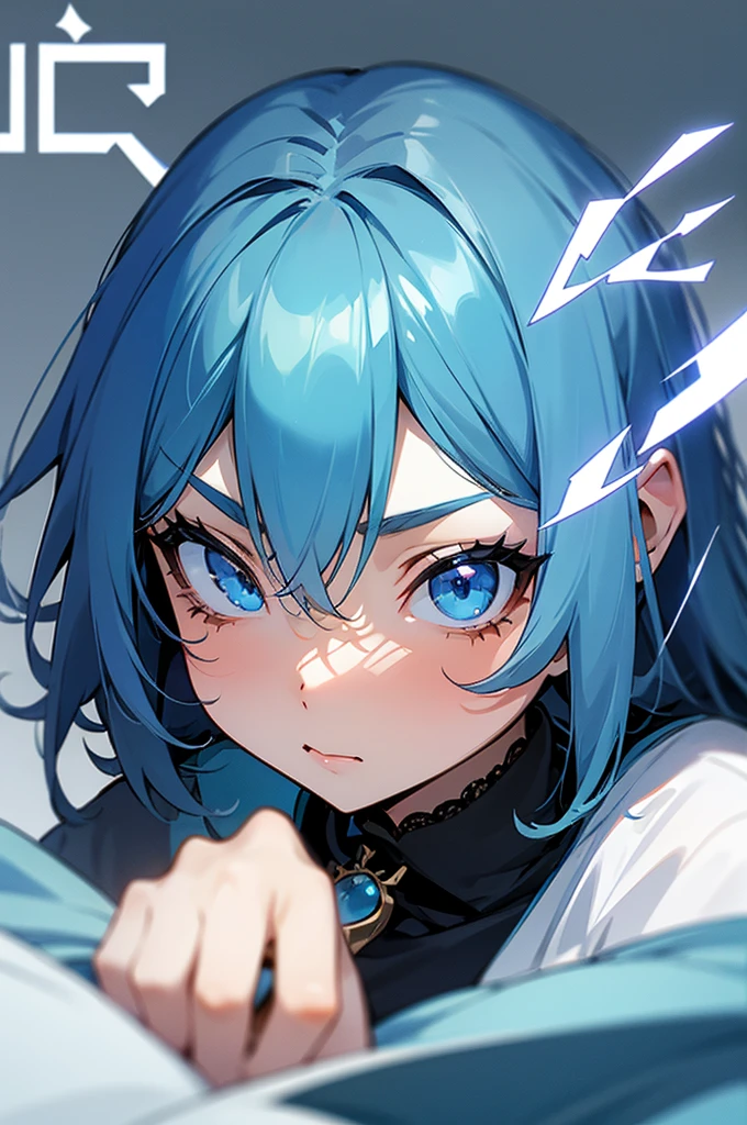 On the cheekbone、「camival」Please draw a girl with this in blue letters.