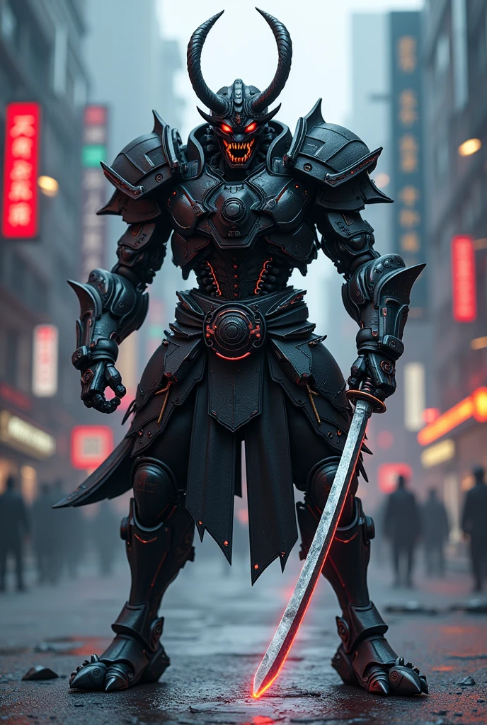 Cyber punk robot oni samurai 