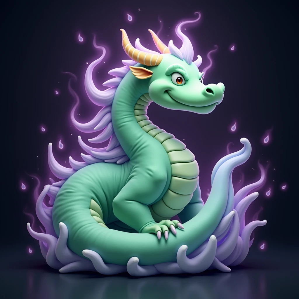 soft green dragon shaped flame with soft purple