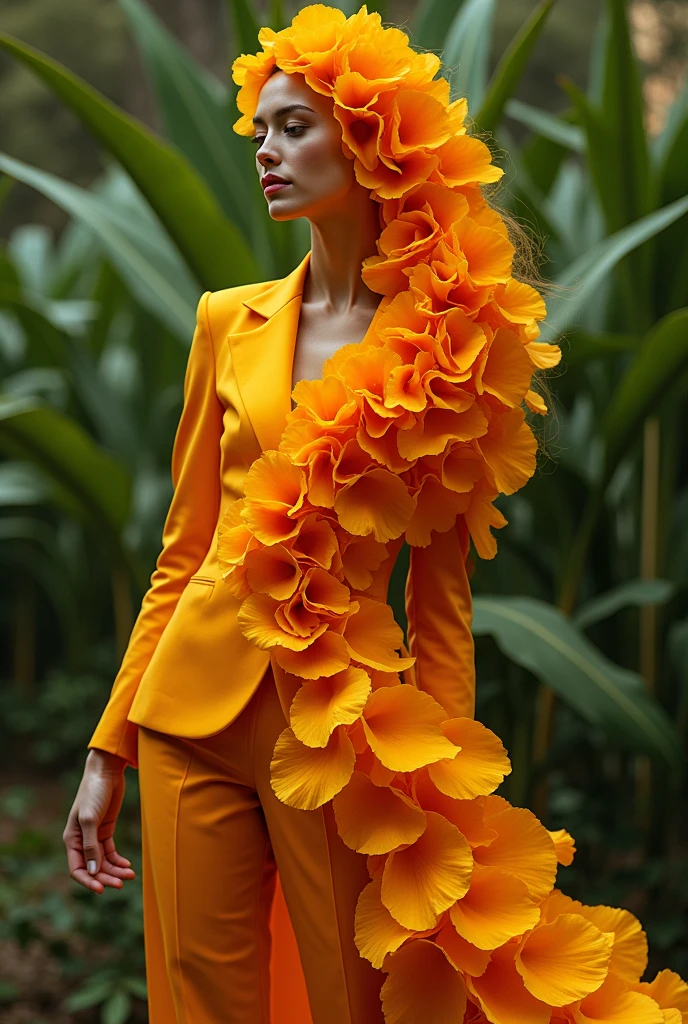 suit in the shape of a marigold flower 
