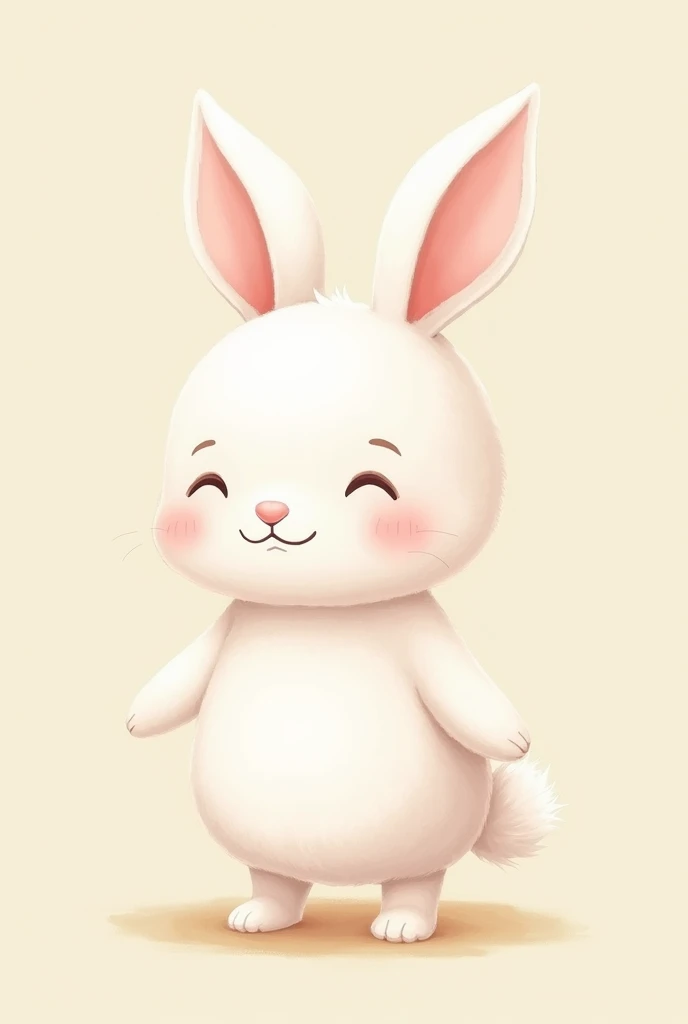 「Create an image of a cute bunny standing on two legs。Rabbits are small and adorable、It is characterized by its well-balanced posture.。In the background、Use soft and calm pastel colors、Please use a simple design that brings out the cuteness of the rabbit.。The rabbit has a relaxed expression、It has a gentle atmosphere。」