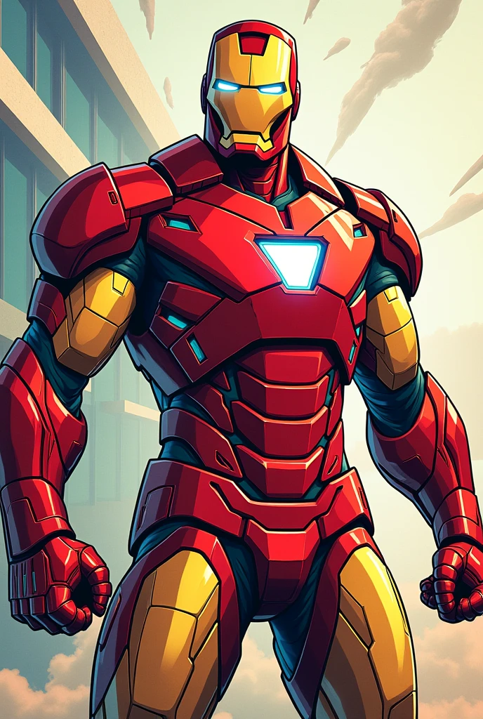 Make a drawing of a comic version of Iron Man
