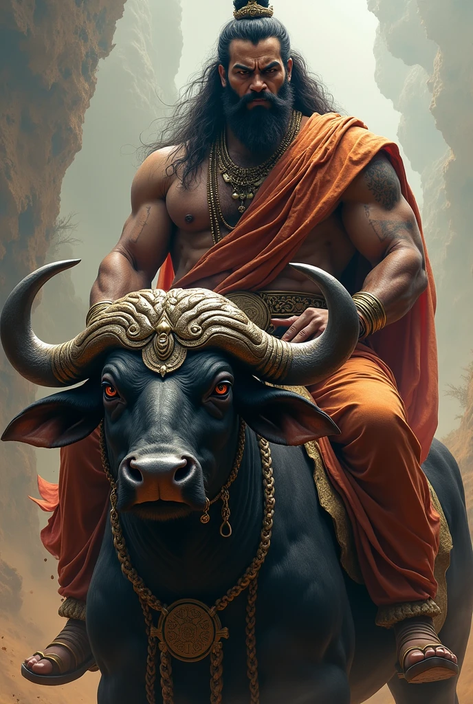 Yama dharma raju sitting in buffalo angry mood