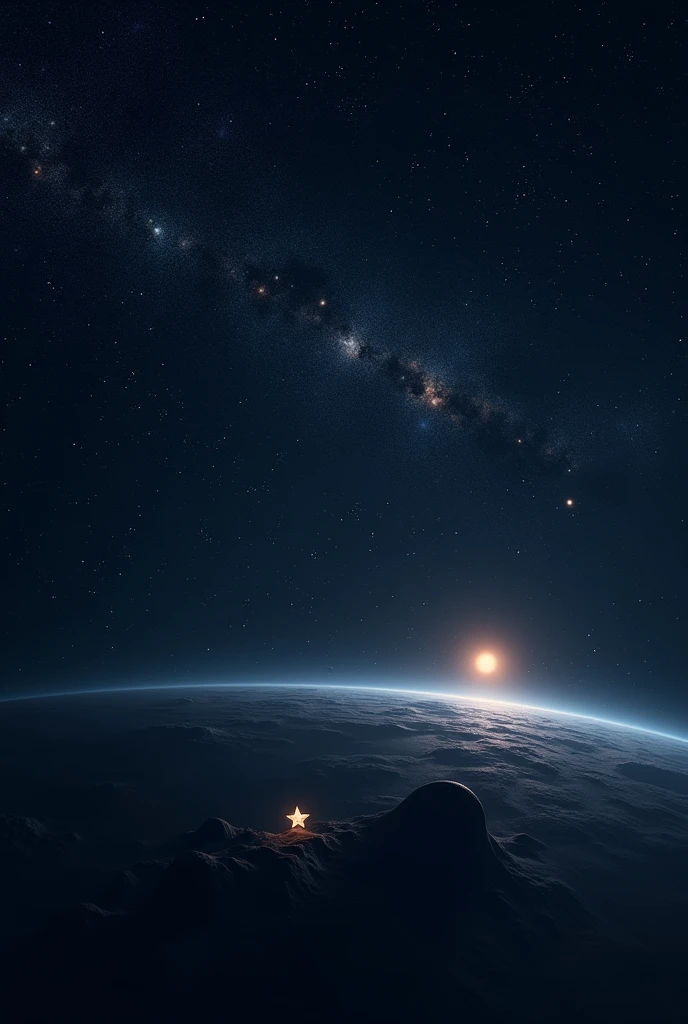Opening shot of the universe, with stars twinkling in the background
(Twinkle, a small, shy star, is seen hiding behind a nearby planet)