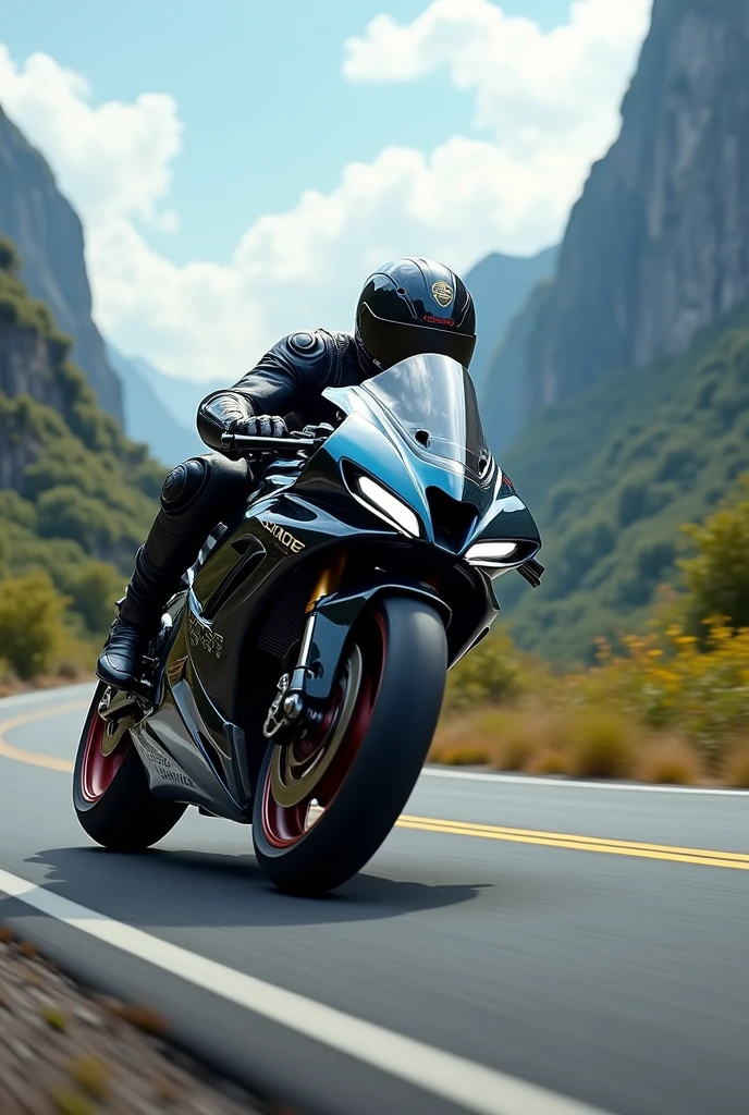 A man riding super bike