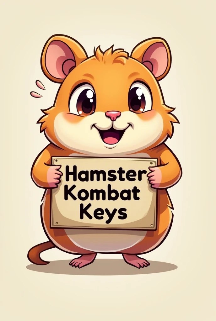 I want to create a cartoon hamster with no legs and the words Hamster Kombat Keys on its belly and holding a sign https://t.Me/airdropvietnaMexe