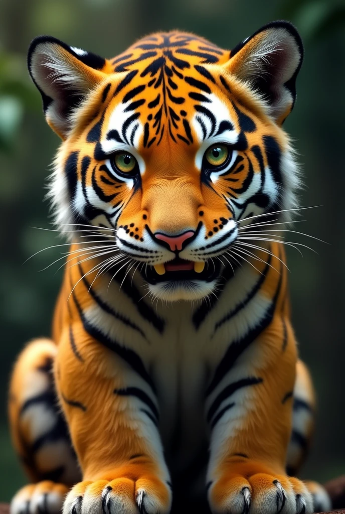 Create a fantastic Amazonian jaguar. A mix of jaguar and tiger. cuddly