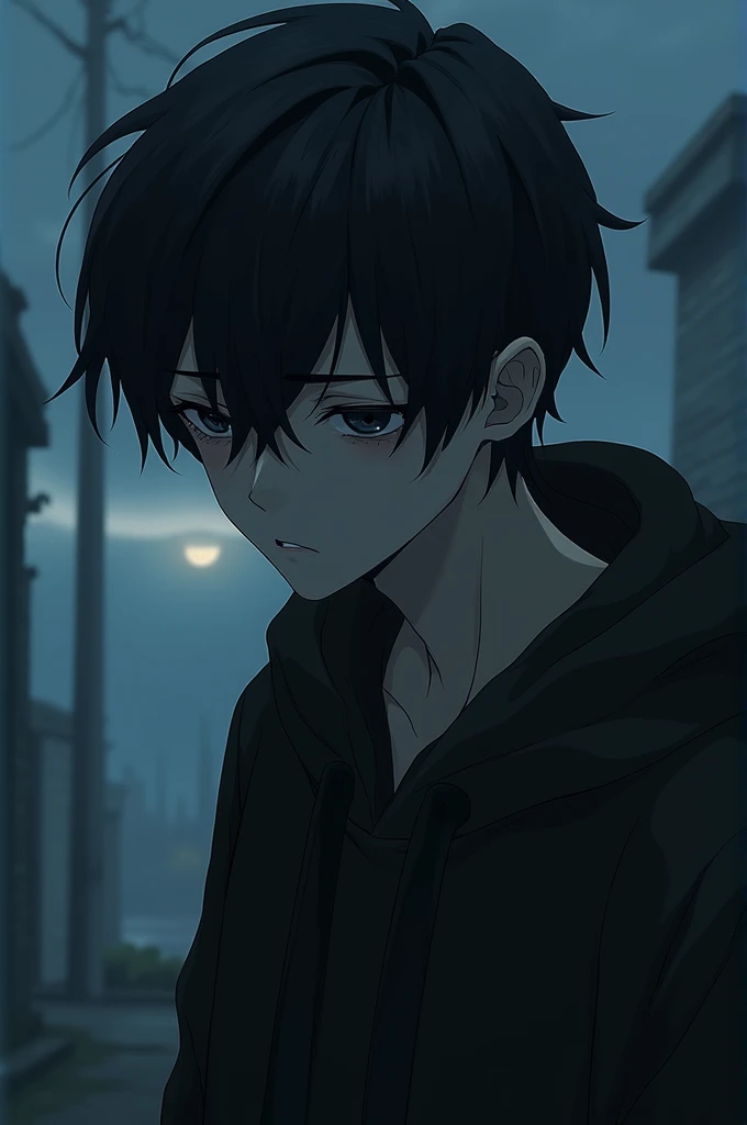 some dark sad vibe anime boy 
