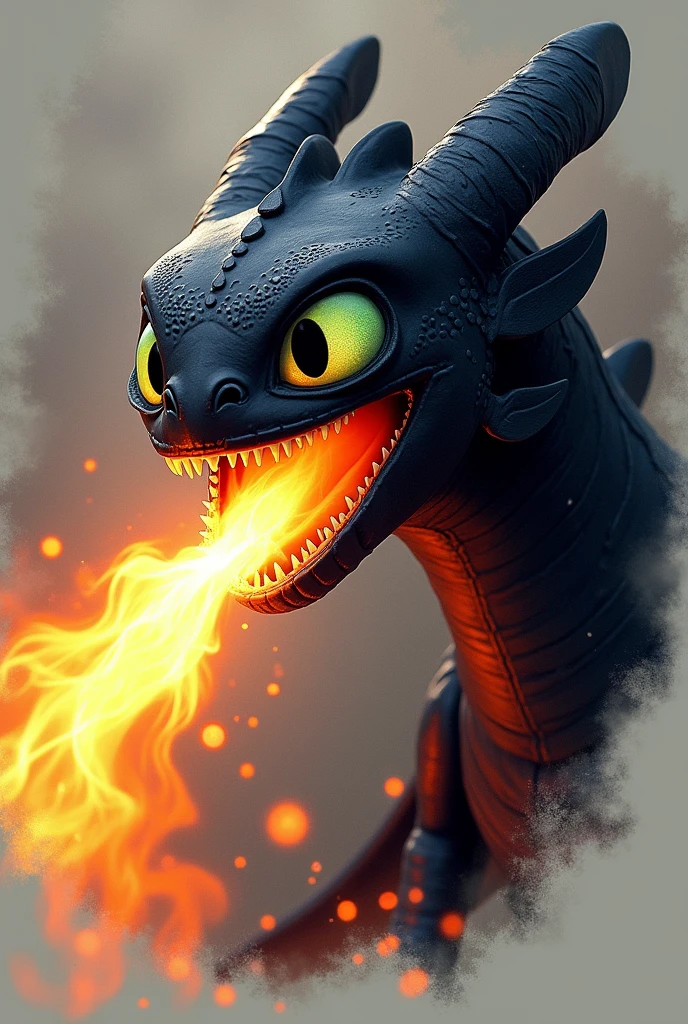 Team t-shirt with print of Toothless spitting fire on the right side realistically
