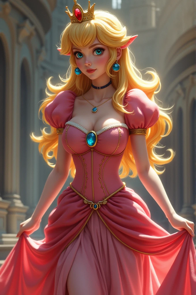 Princess Peach naked with big breast