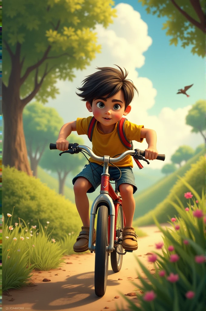 A boy raiding a bike