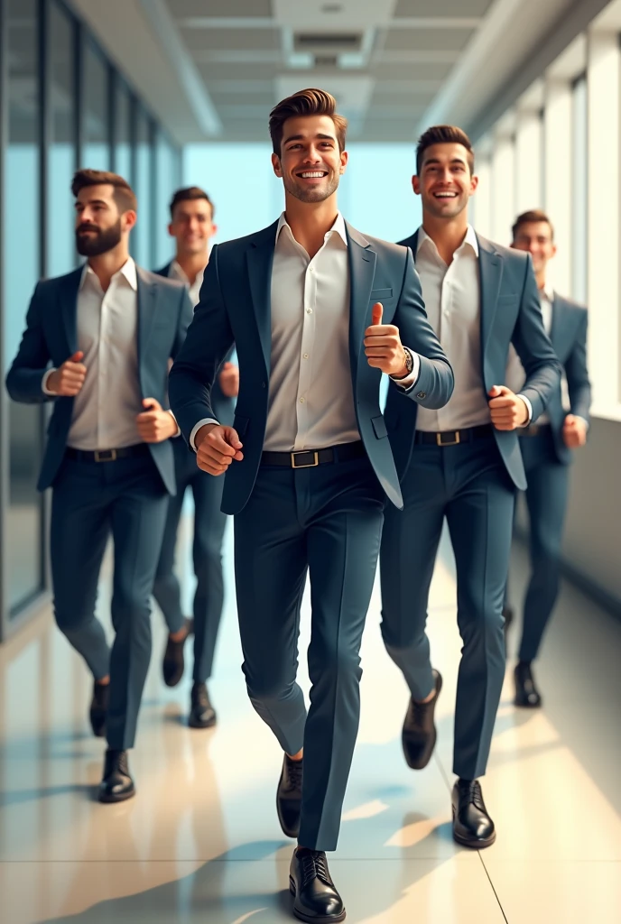 Animated young fitness men ceo photo