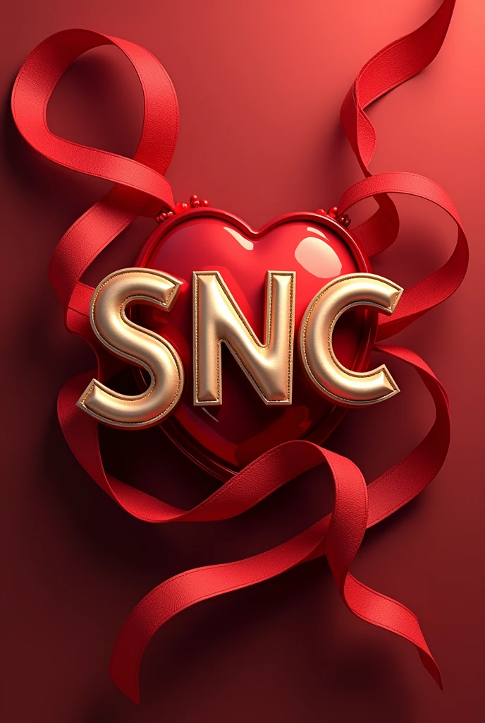 Logo written SNC with ribbons flying a little less realisttic and a little crooked red As if it were a famous brand With a background wrapped in crooked SNC red