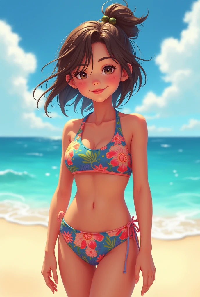 12 years old girl, wearing swimsuit
