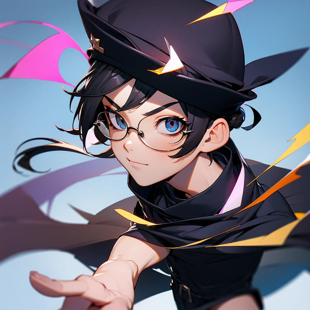 Chibi 3D model male blackhair eyeglasses black cap