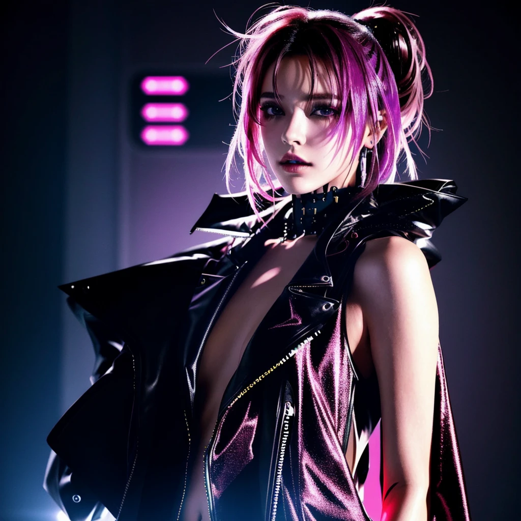 フェイスペイントをしたサイボーグのBeauty, whole body, cyber punk, Fashion Model, Beauty, Francis Bacon's painting style