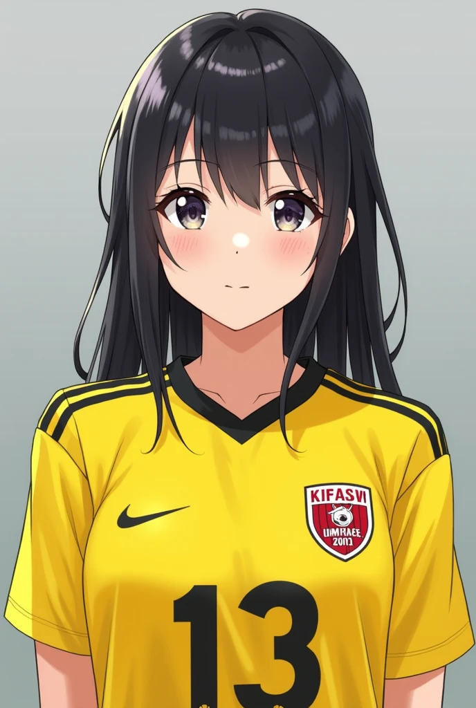 20th Generation.cute.woman.Japanese.One person.soccer.J3 League.Kitakyushu City, Fukuoka Prefecture.Giravanz Kitakyushu.Umbrian.authentic uniform..Toto Corporation logo on chest.Yellow uniform
