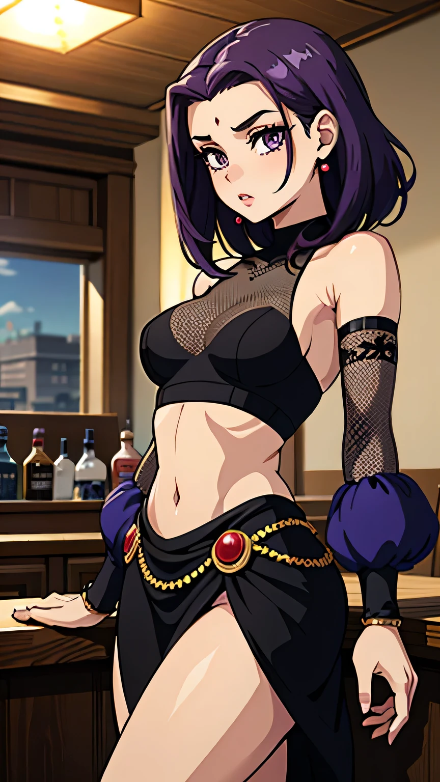 (cowboy shot), (masterpiece, best_quality, detailed, immaculate:1.3), epic, illustration,Anime Style
BREAK
ArtemisYJ,medium hair,purple Hair,makeup,
extremely detailed clothing fabric(Black midriff dress),high heels,extremely detailed dress ,small breast,earrings ,
BREAK
(Night, Bar, indoors,)