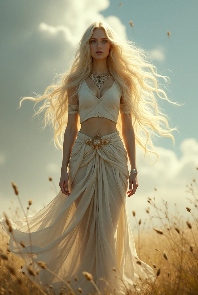 Blonde white buffalo woman