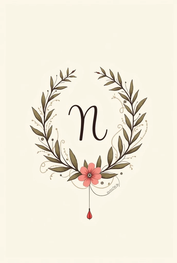 Cancer logo tattoo with plants and flowers around in minimalist style