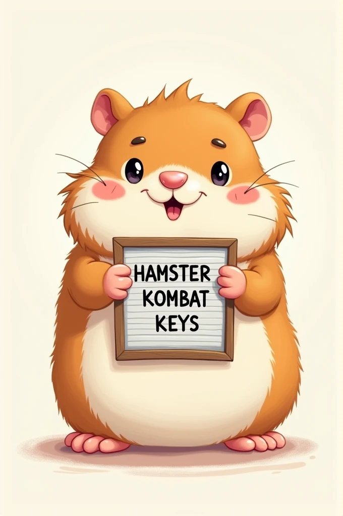 I want to make a cartoon hamster with no legs and the words Hamster Kombat Keys on its belly and holding a letter board.Me/airdropvietnaMexe