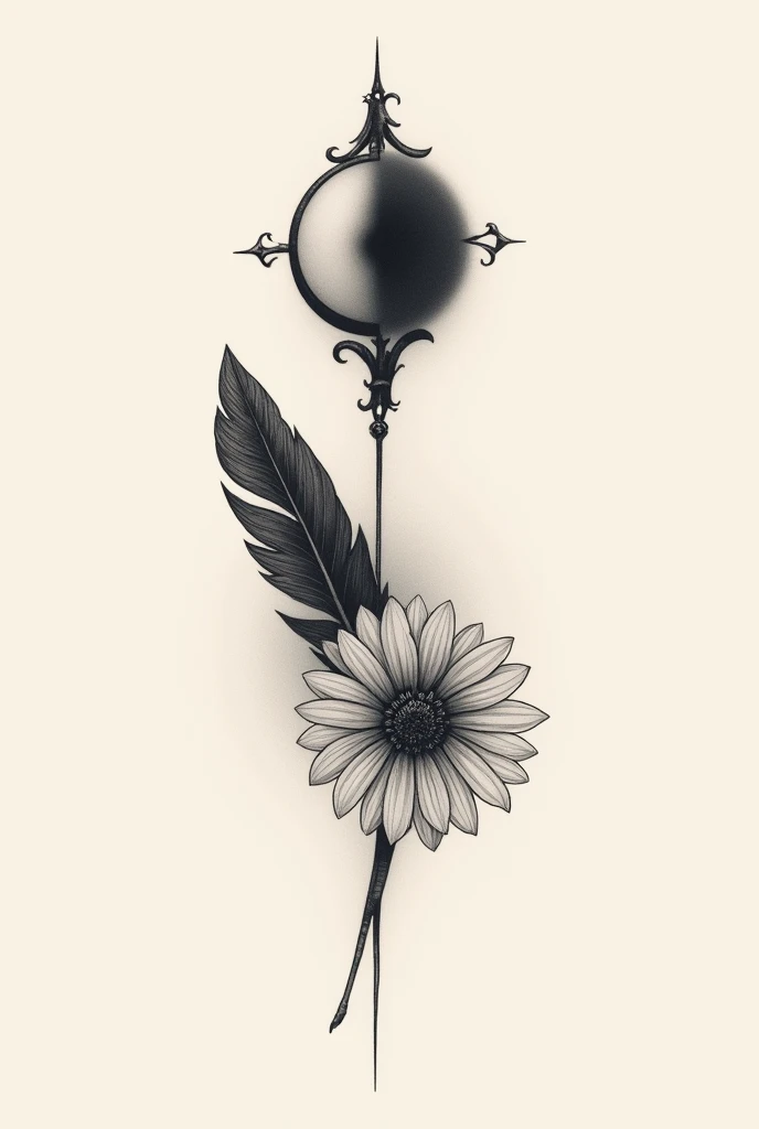 Create a simple tattoo that represents the duality of darkness and tenderness