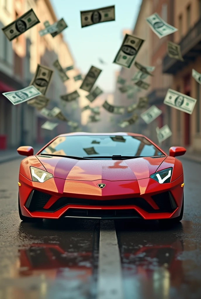 A Lamborghini at full speed throwing money flying everywhere, a miniature for YouTube