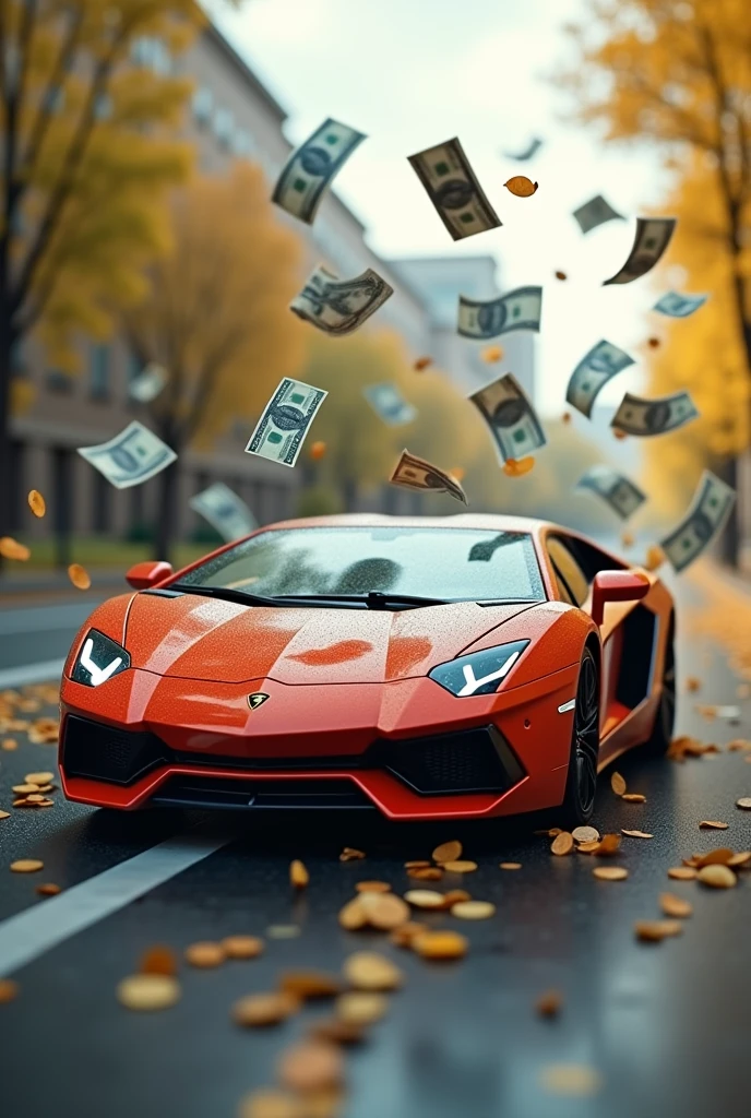A Lamborghini at full speed throwing money flying everywhere, a miniature for YouTube