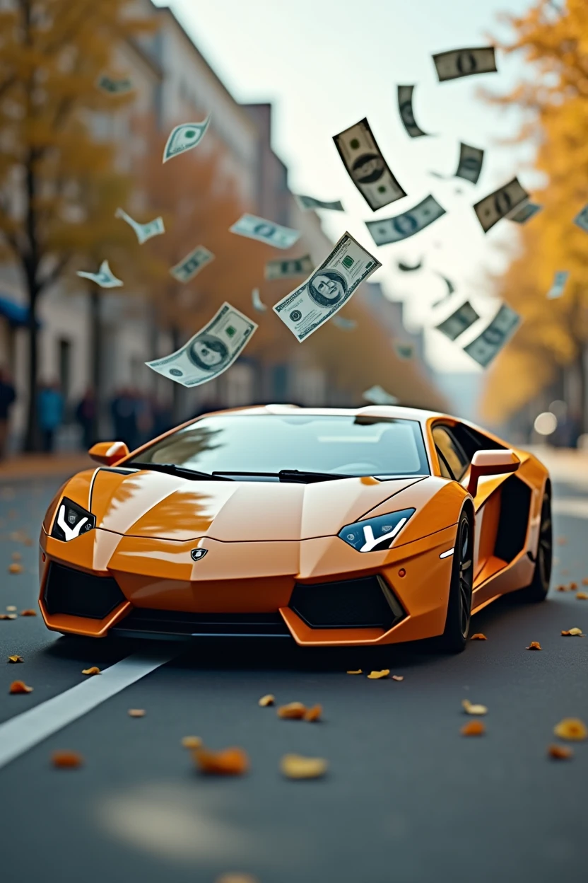 A Lamborghini at full speed throwing money flying everywhere, a miniature for YouTube