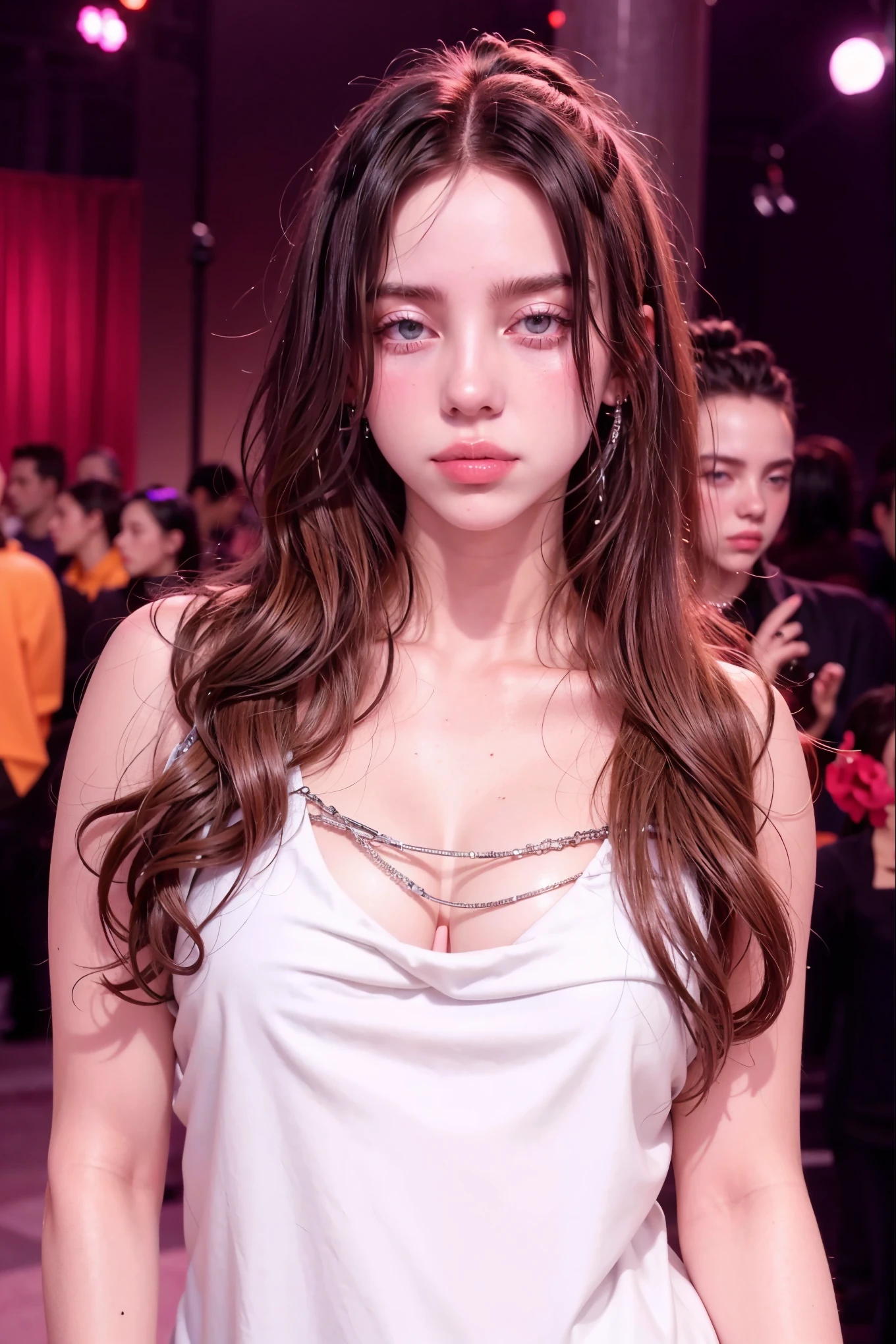 blonde woman with long hair and piercings posing for a photo, with black long hair, with long black hair, perfect white haired girl, ava max, tifa lockhart with black hair, pale porcelain white skin, anime girl in real life, with black hair, extremely black hair, very black hair, with long black hair, her hair is black