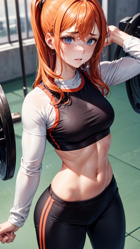 (Top Quality, High Resolution: 1.2), Super Detailed, Photorealistic: Red Eyed Girl, Red Hair, Glowing Eyes, (Fierce, Detailed) Description, Realistic Touch, Anime Style, Trained Body, (Abs) , figure style, underwear, fighter, fighting pose, fearless smile,