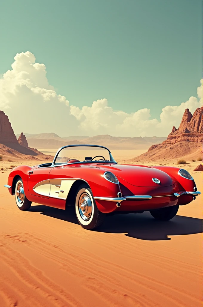 A 1959 Corvette convertible in the desert