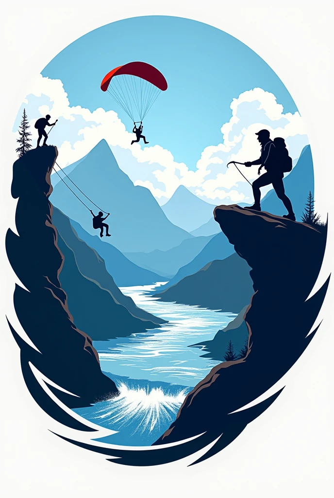 Create a logo by name - Skymax Adventure 

Add clouds,water rafting and flying adventure & fly dibing in that logo