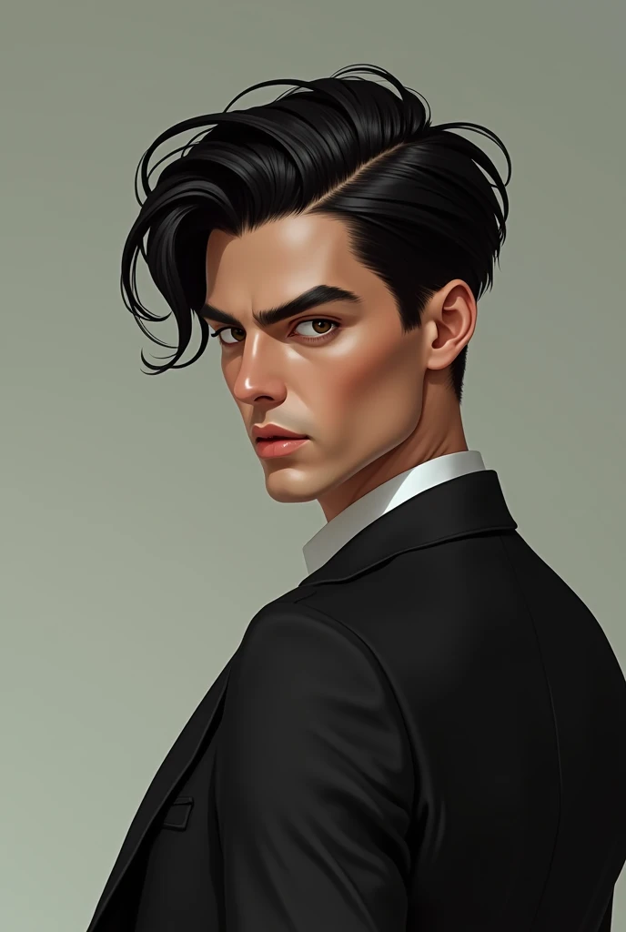 good looking male Black Hair Mushroom cut