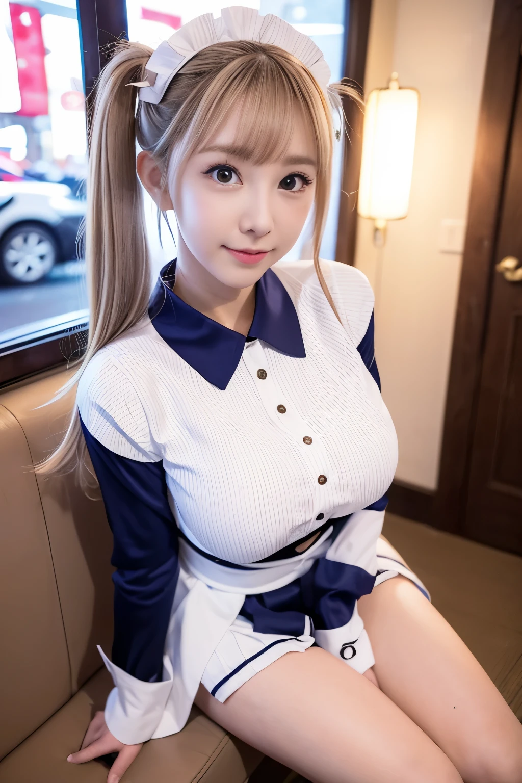 (masterpiece,best quality:1.4),(8k,raw photo,photo realistic:1.2),UHD, ,(shiny skin:1.4),detailed skin,detailed face,detailed eyes,(beautiful sparkling eyes:1.2),Symmetrical eyes,Detailed ear,1girl,natural make-up,(((Japanese idol))),((beautiful Japanese)),(face of the Golden Ratio),Detailed Background,Bea((utiful shiny hair,Twintails)),,(((cute teen))),((Average teen breasts)),,upper body,(Detailed Lolita maid,Teenagers),,,Professional Lighting,,(Very detailed ,Uniforms design,online shopping,LUMINE® Market,),((cute student)),cute Instagram Style,,Dynamic panties angle,(Detailed Akihabara Maid Cafes,Great location),sakuragun,Stripes made by Wacoal if pants are visible