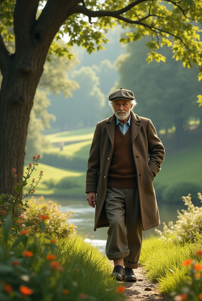 Grandfather walking in the park