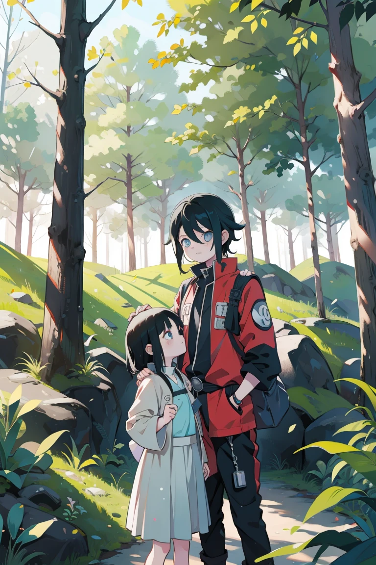 Boruto and hima in forest