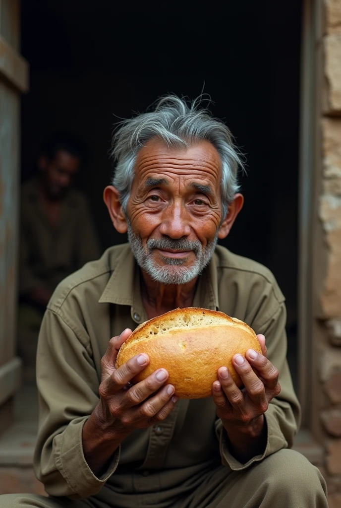 গরিব মানুষ ষেরা পাউরুটি খাচ্ছে 