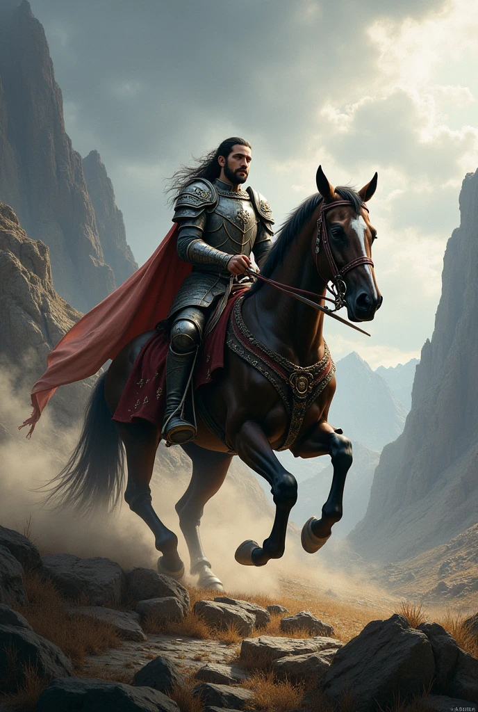 painting of a battle with a horse and a man on horseback, by Alan Lee, inspired by Alan Lee, style of alan lee and john howe, in style of alan lee, by Donato Giancola, the fall of gondolin, by Dave Dorman, alan lee and marc simonetti, lord of the rings concept art, lord of the ring art, a painting of a couple of people standing on a bridge, inspired by Marc Simonetti, art style of marc simonetti, style of marc simonetti, fantasy matte painting,cute, marc _ simonetti, fantasy highly detailed, marc simonetti and sakimicha, inspired by Brian Despain, highly detailed fantasy art, high fantasy illustration,